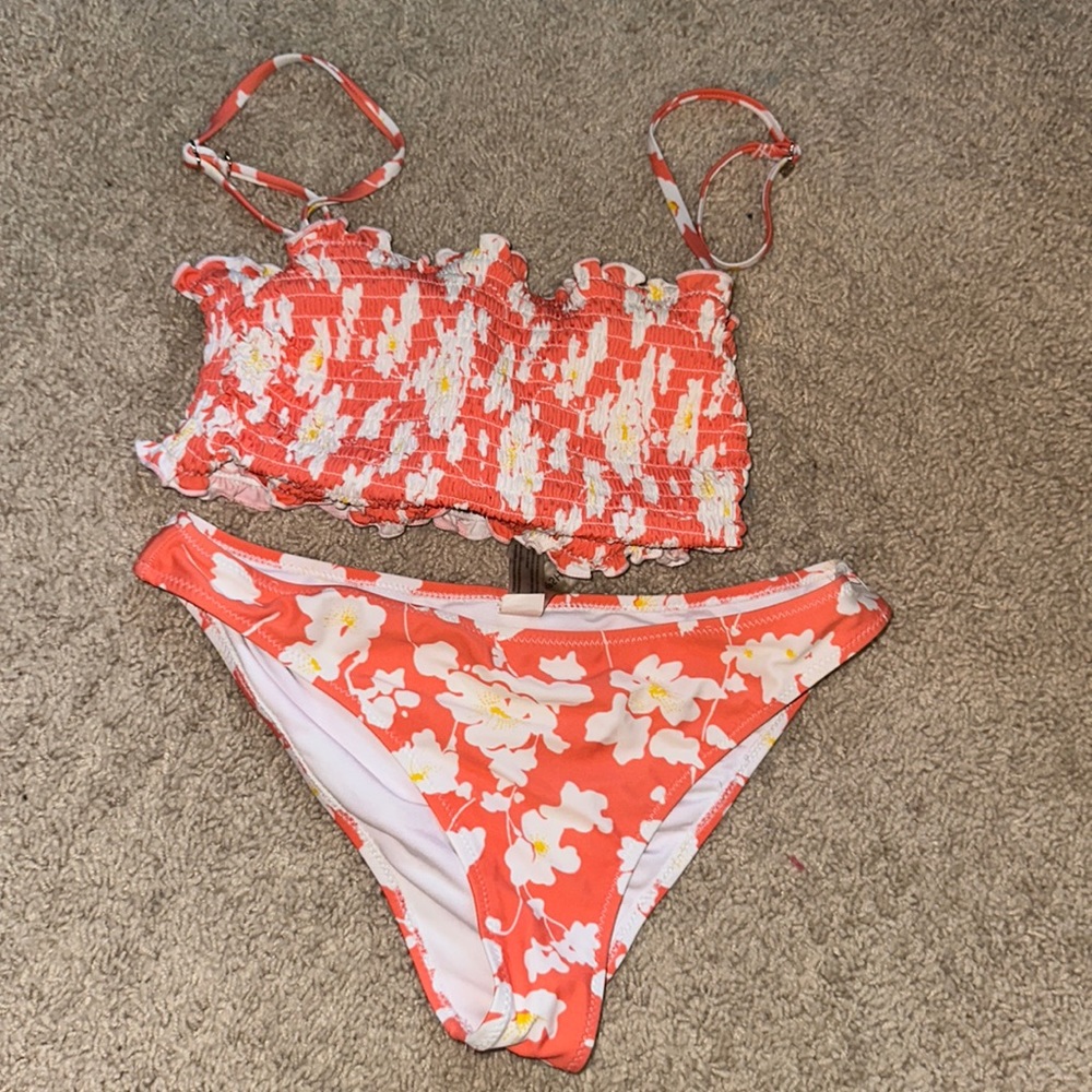 pink floral bikini set